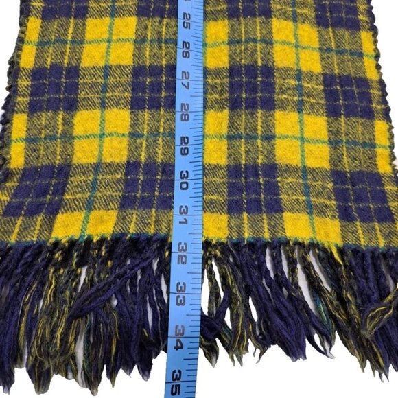 GUCCI Tartan Wool Classic Nova Check Plaid Fringe Embroidered Yellow SCARF - Picture 5 of 6
